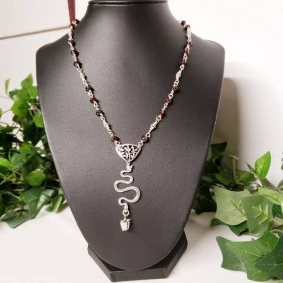 Sterling Silver Garnet Snake Necklace - Picture 14 of 16